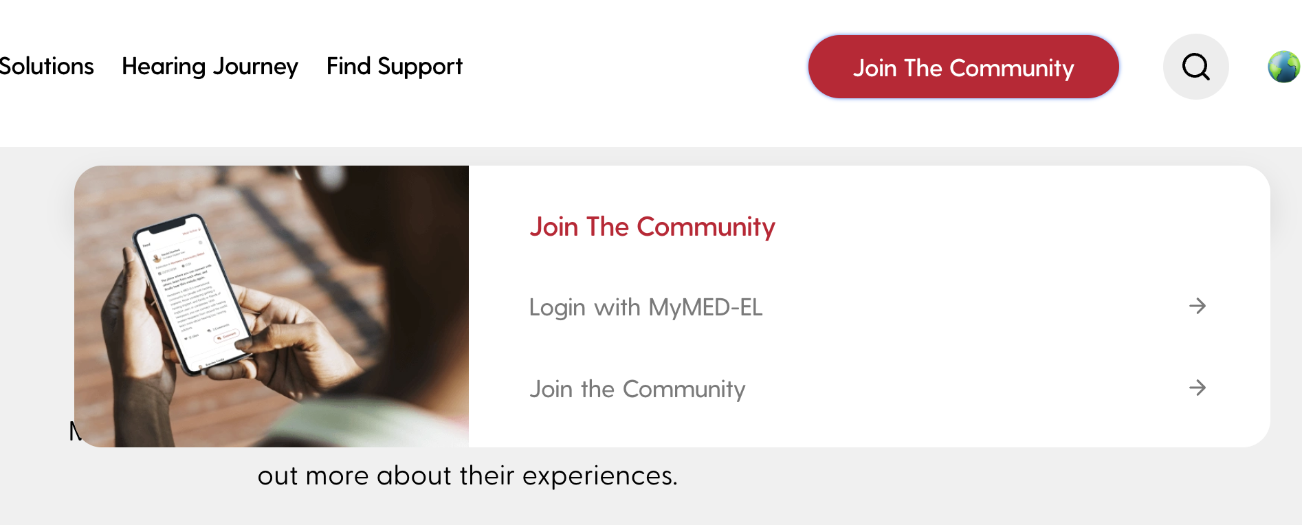 Join button dropdown